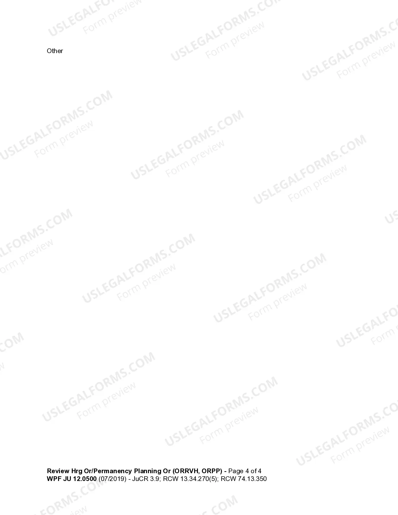 Preview JU 12.0500 - Review Hearing Order Permanency Planning Hearing