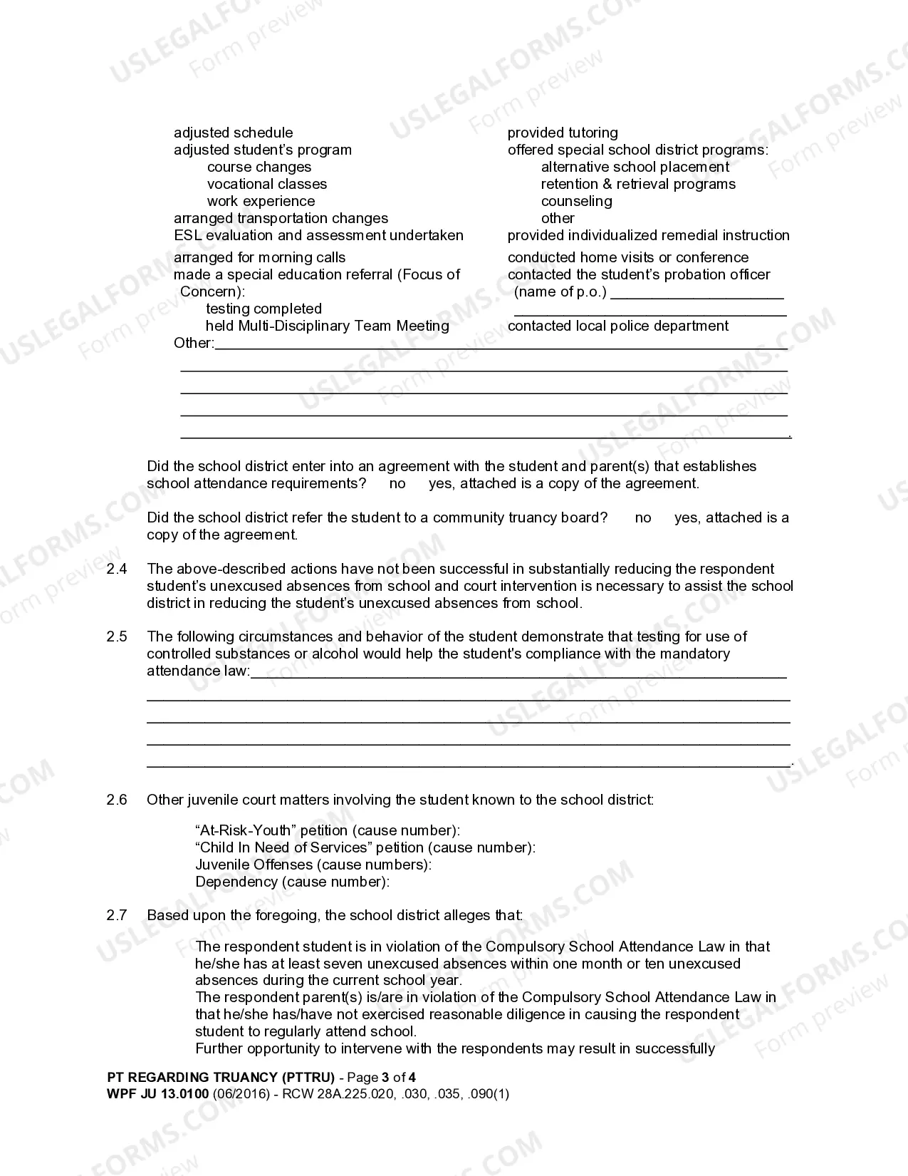 Preview JU 13.0100 - Petition Regarding Truancy