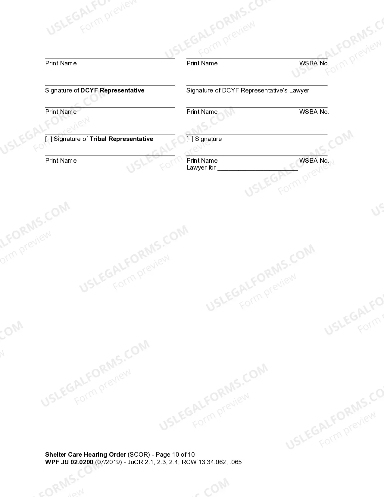 Preview JU 02.0200 - Shelter Care Hearing Order