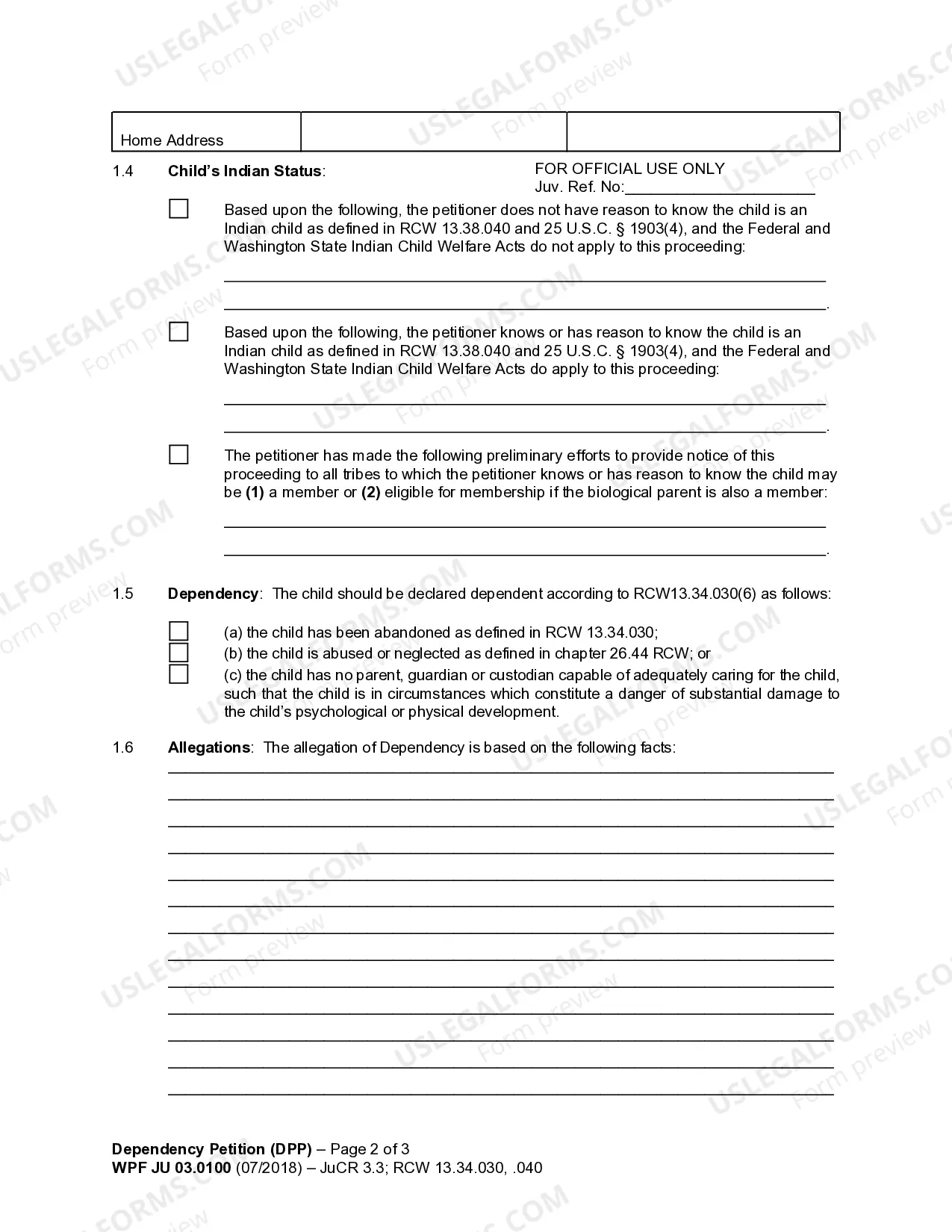 Preview JU 03.0100 - Dependency Petition - DPP