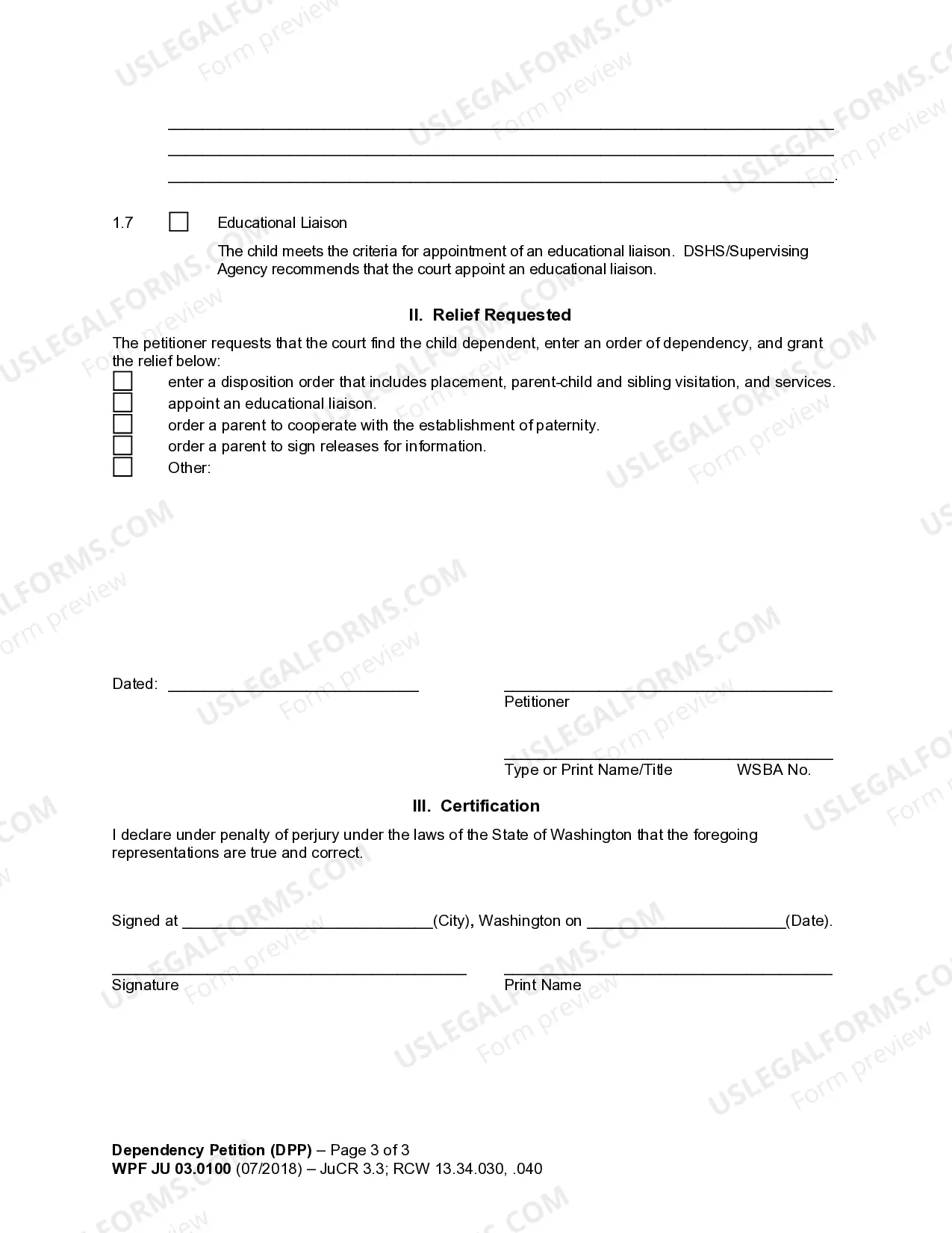 Preview JU 03.0100 - Dependency Petition - DPP