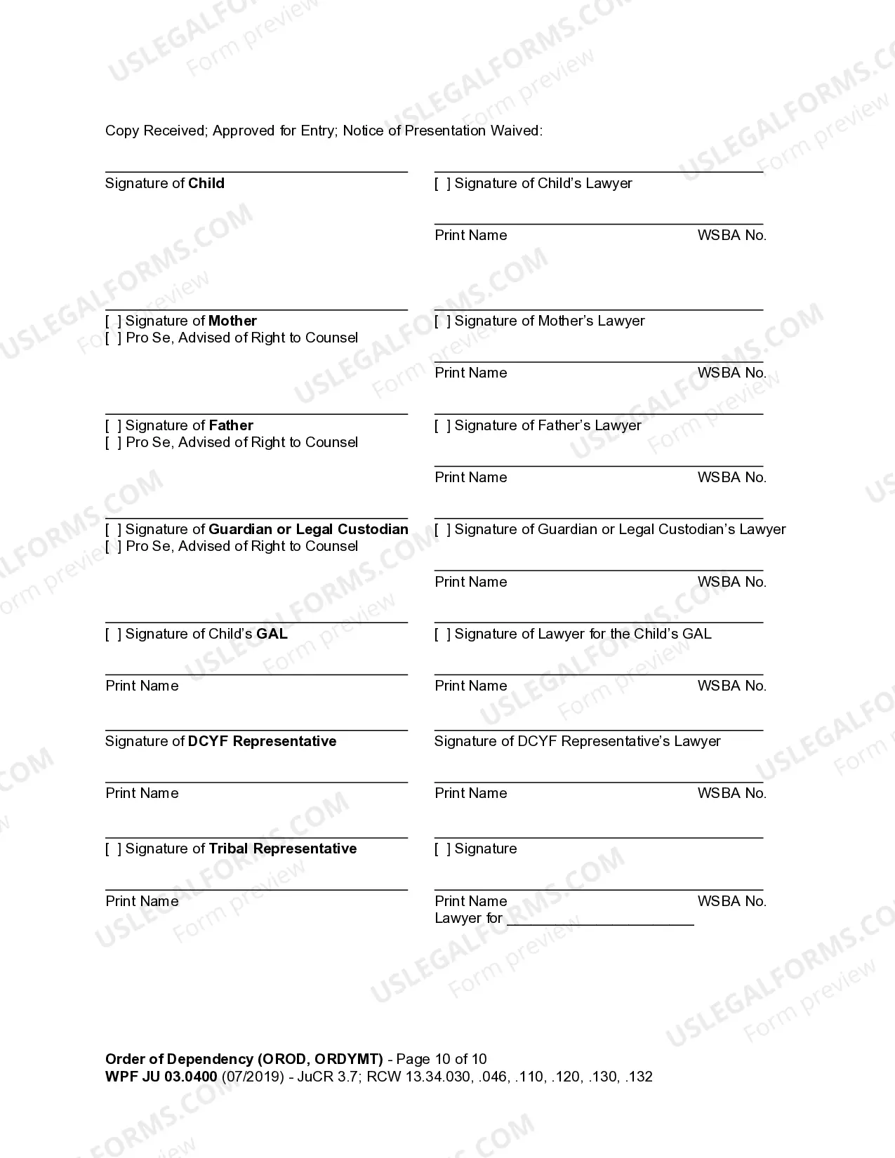 Preview JU 03.0400 - Order of Dependency - OROD