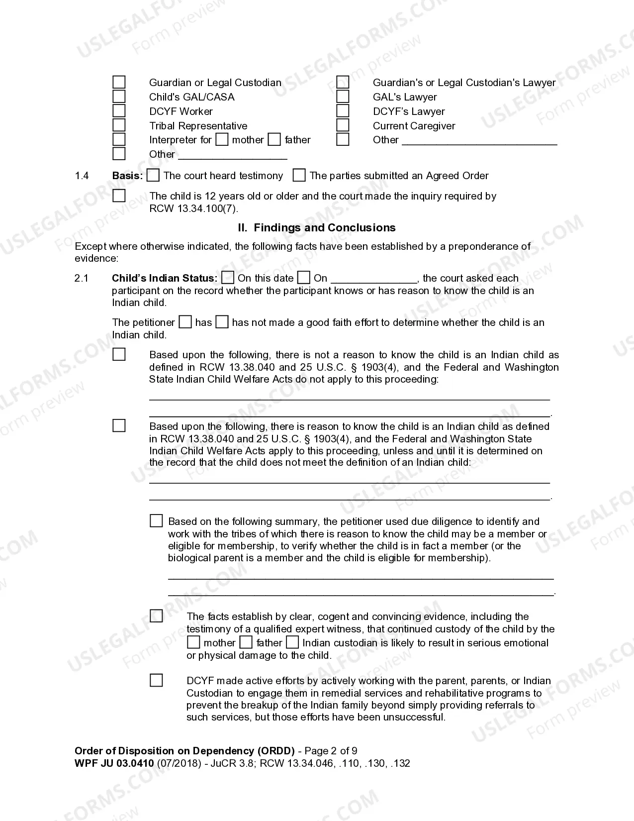 Preview JU 03.0410 - Order of Disposition on Dependency - ORD