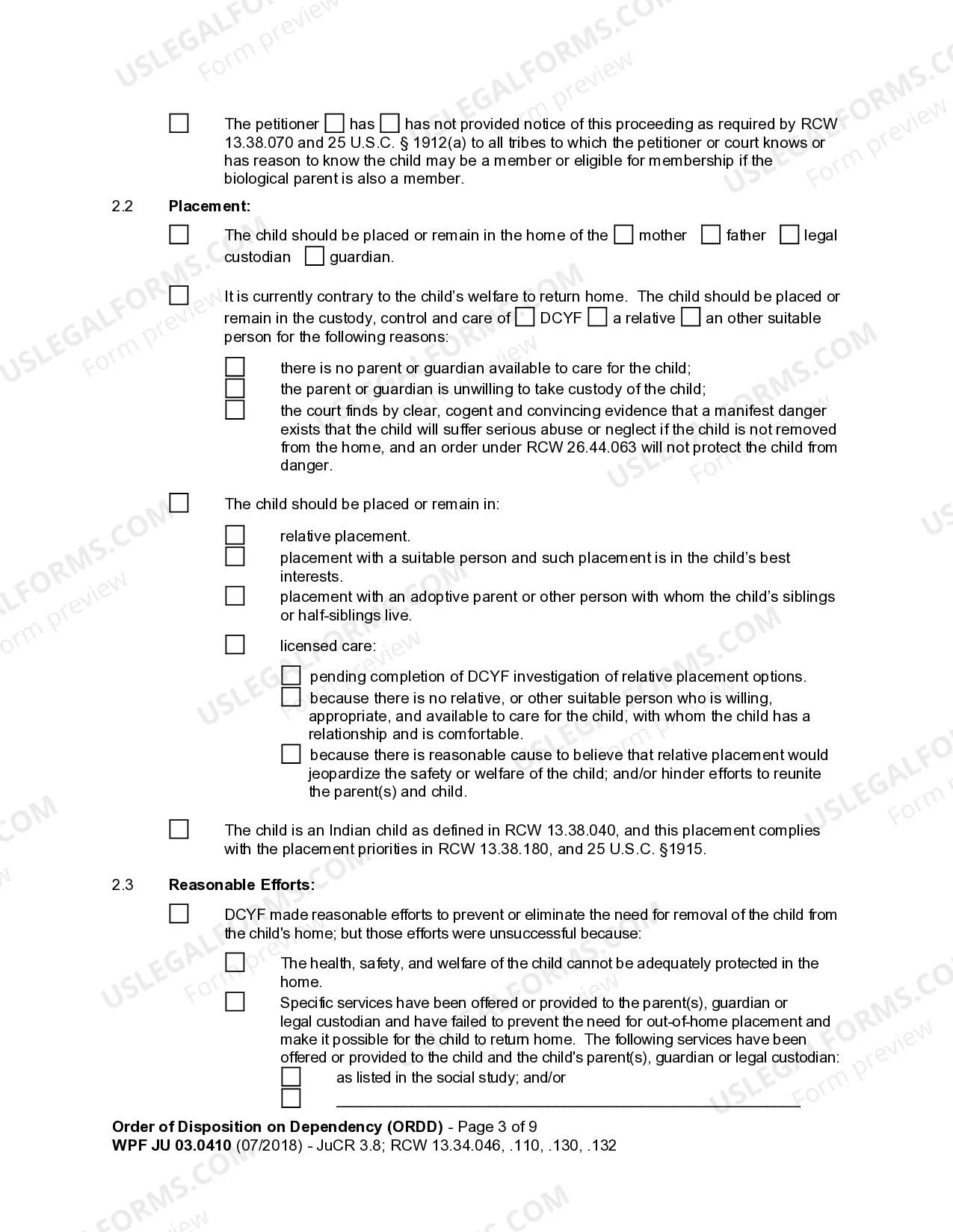 Preview JU 03.0410 - Order of Disposition on Dependency - ORD