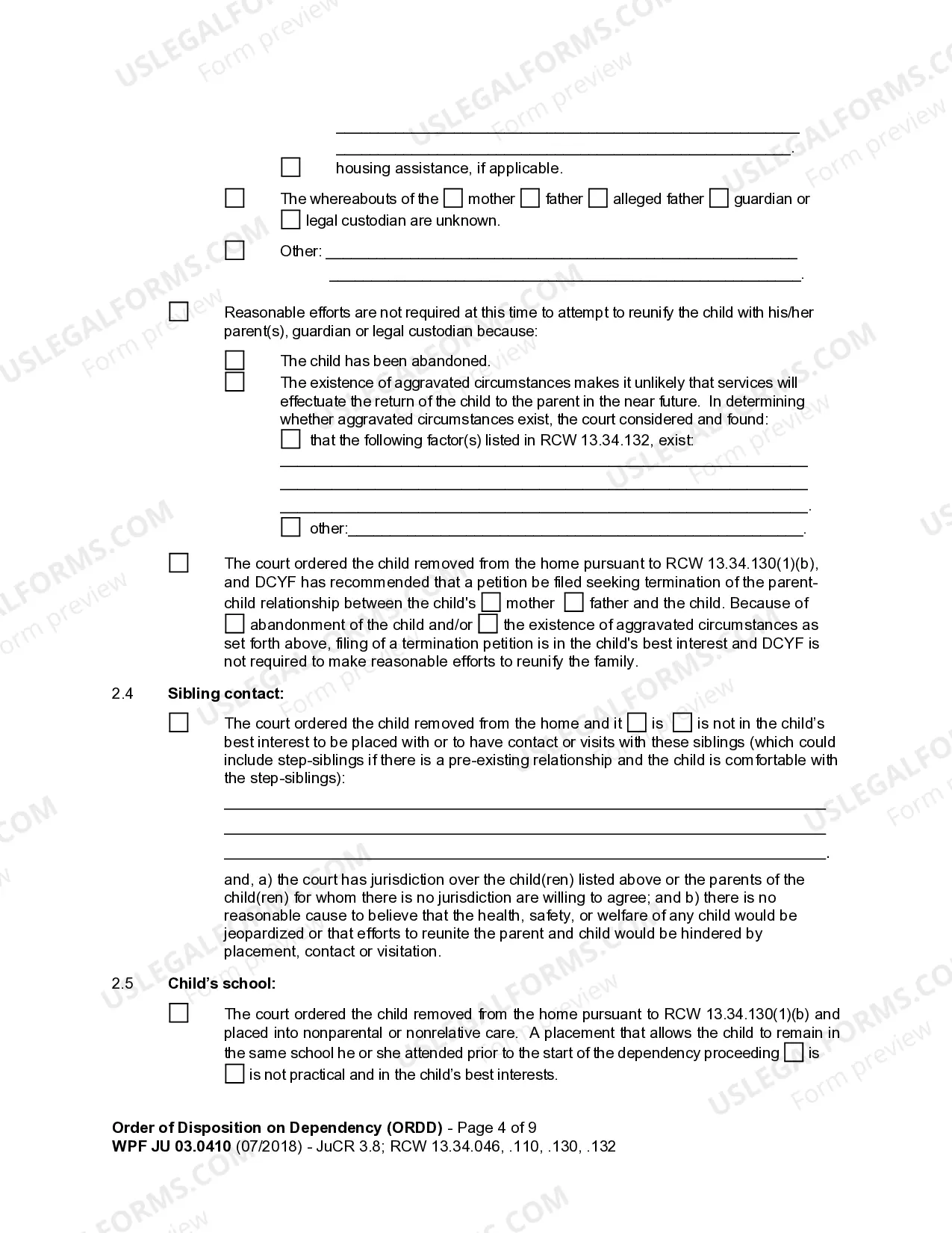 Preview JU 03.0410 - Order of Disposition on Dependency - ORD