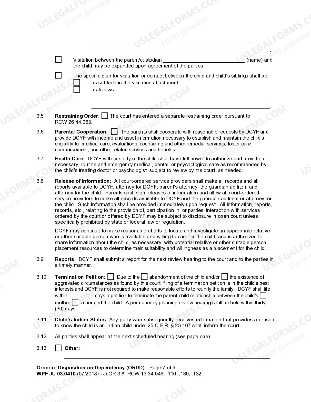 Preview JU 03.0410 - Order of Disposition on Dependency - ORD