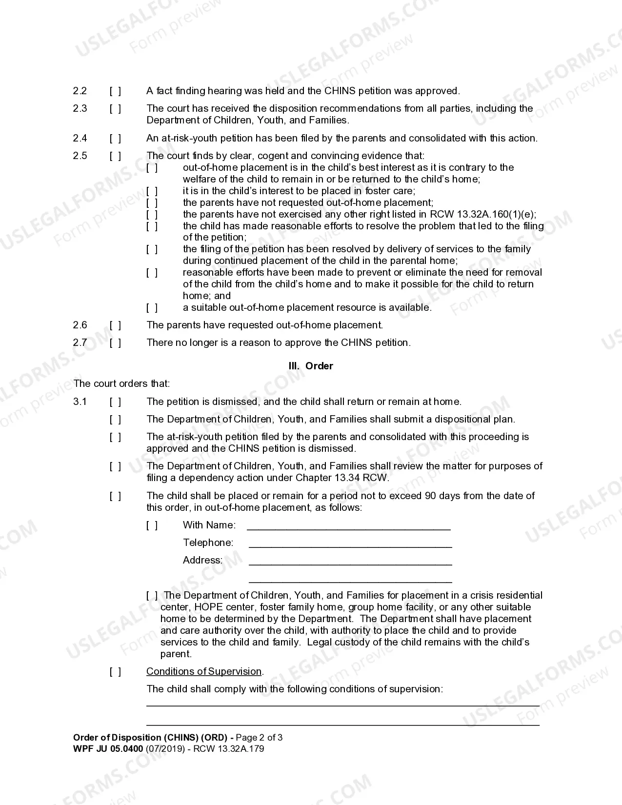 Preview JU 05.0400 - Order of Disposition