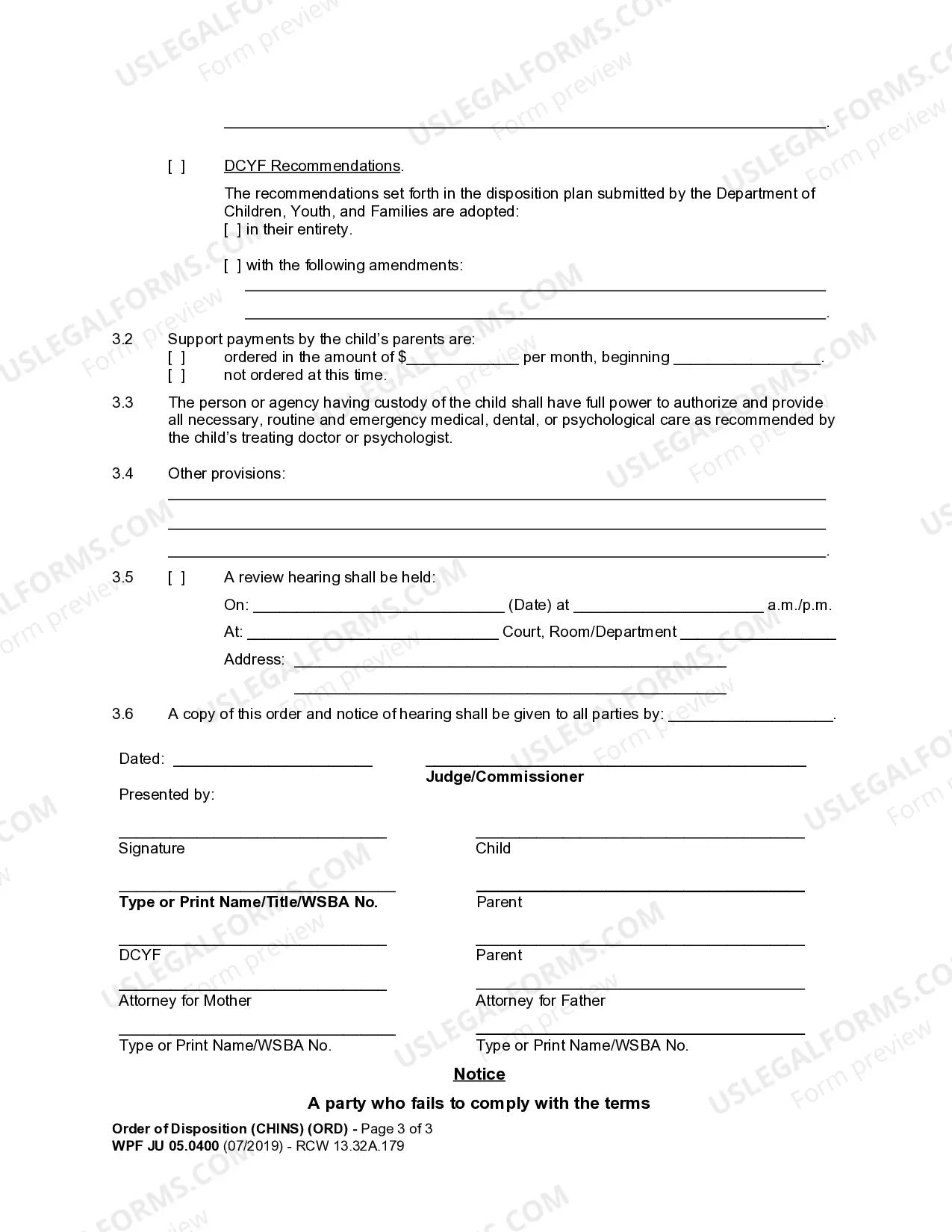 Preview JU 05.0400 - Order of Disposition