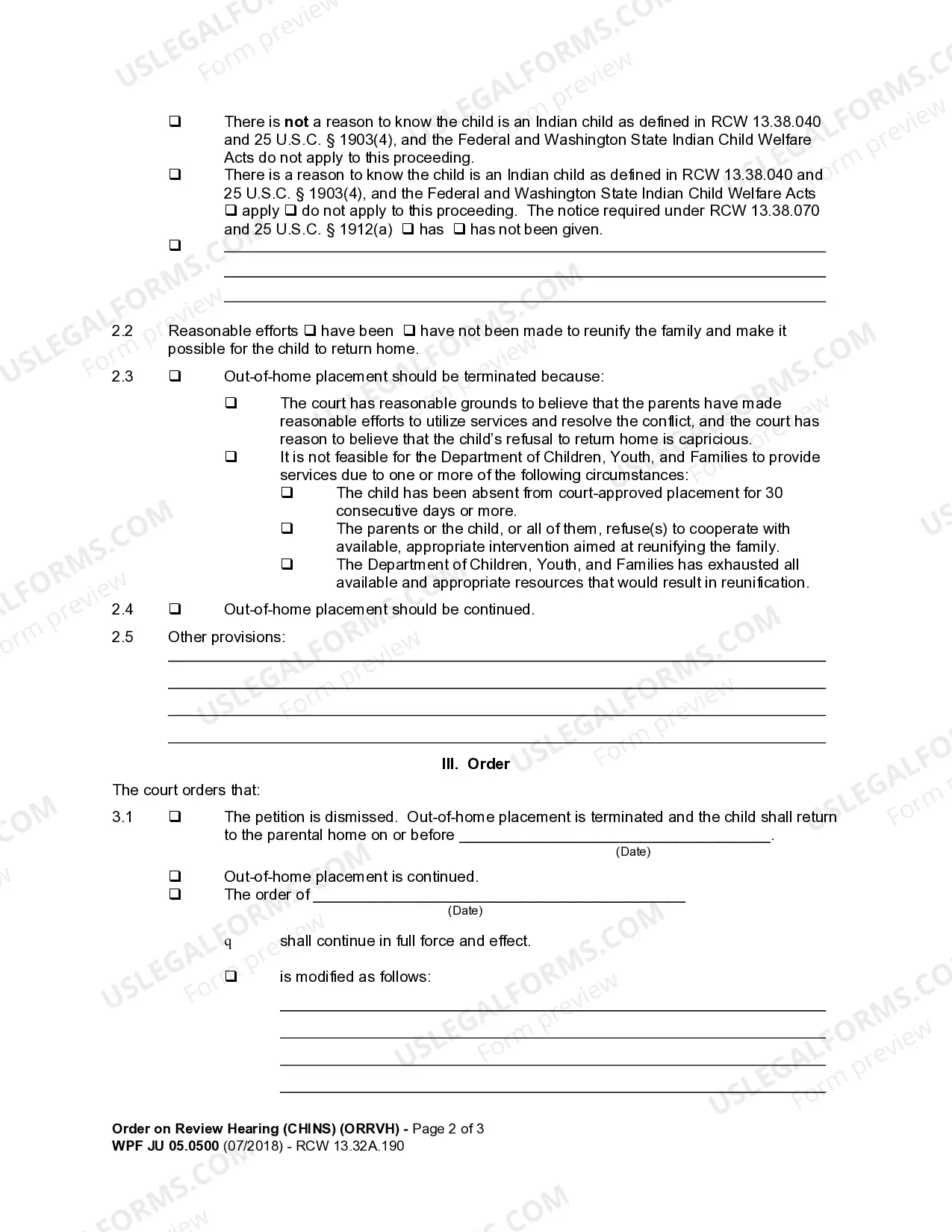 Preview JU 05.0500 - Order on Review Hearing