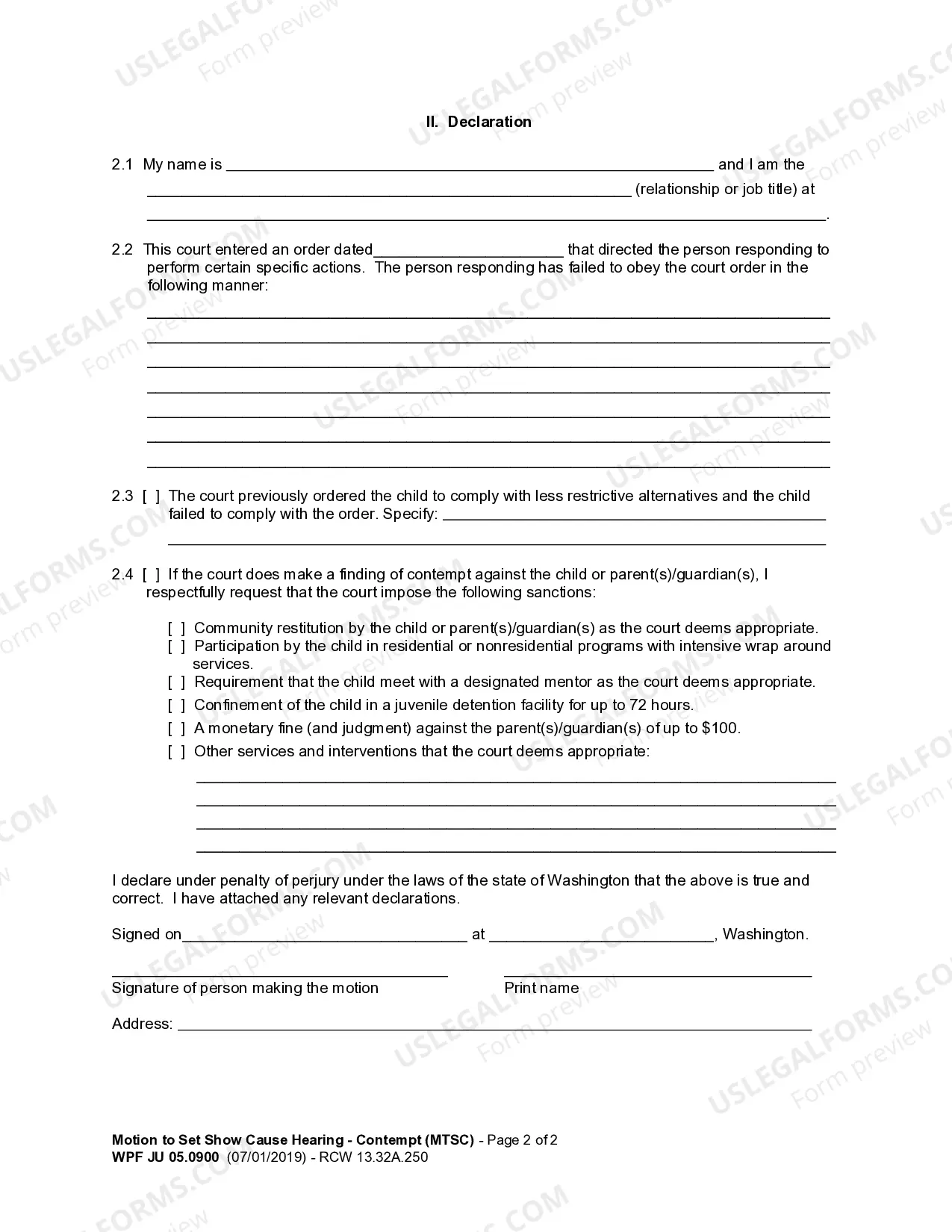 Preview Motion to Set Show Cause Hearing - Contempt At Risk Youth