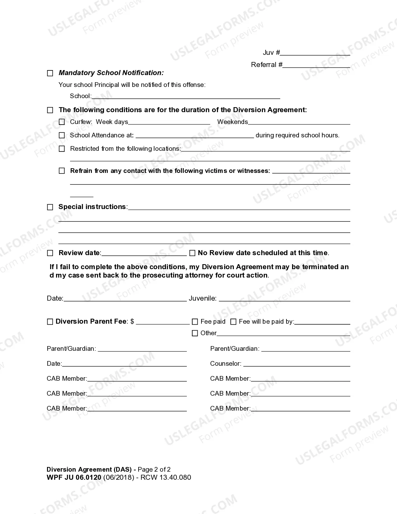 Preview JU 06.0120 - Diversion Agreement