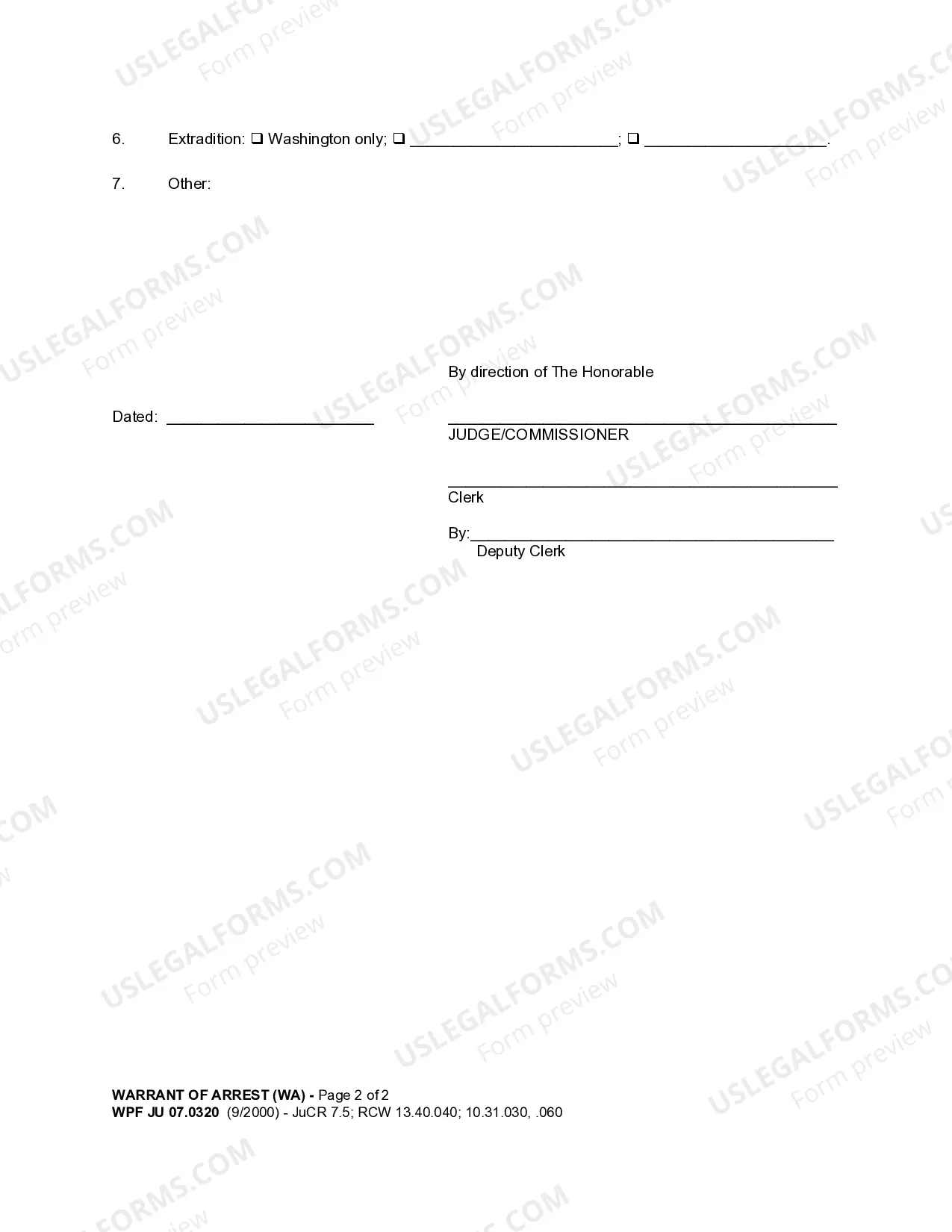 Preview JU 07.0320 - Warrant of Arrest