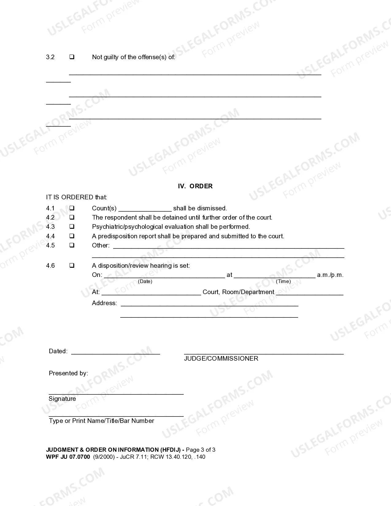 Preview JU 07.0700 - Judgment and Order on Information