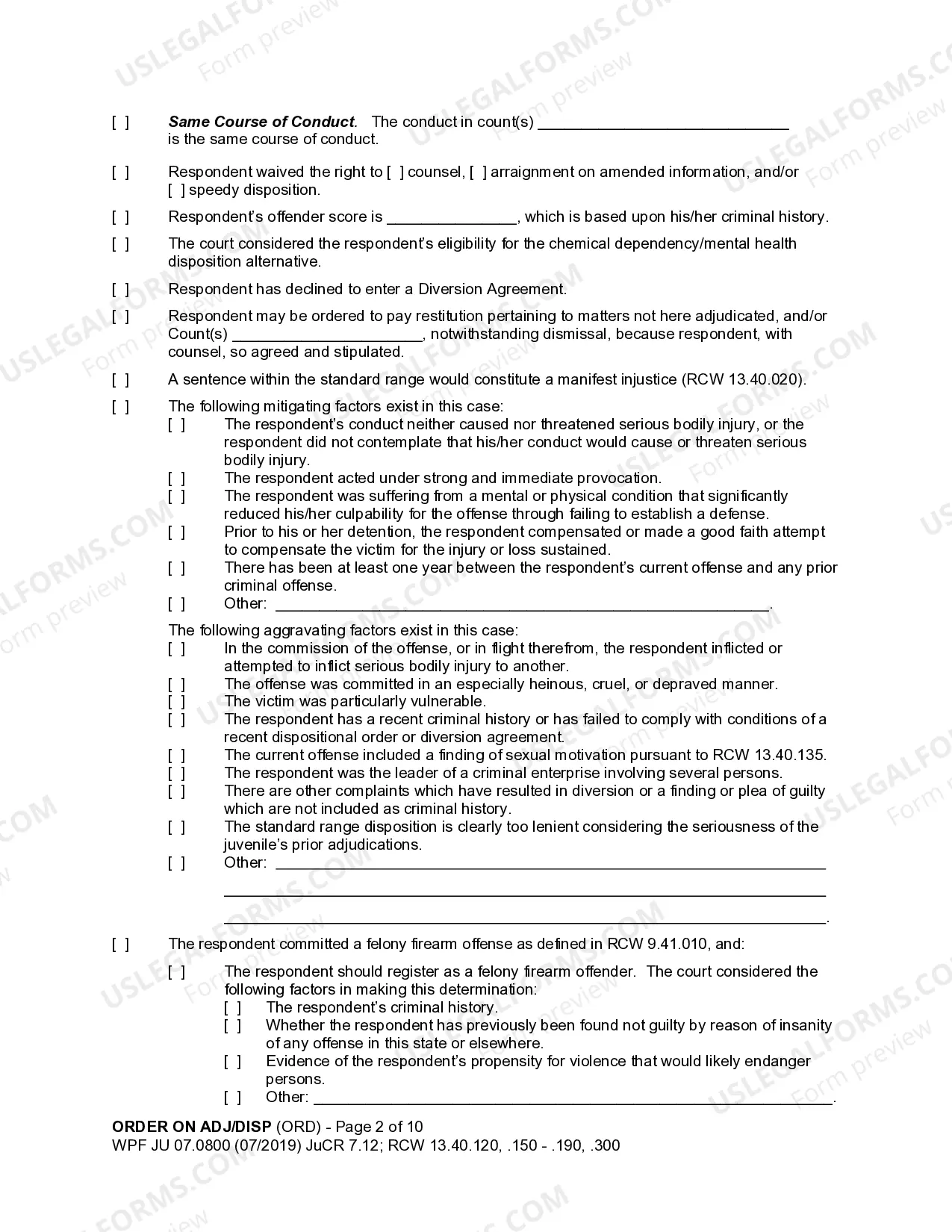 Preview JU 07.0800 - Order on Adjudication and Disposition