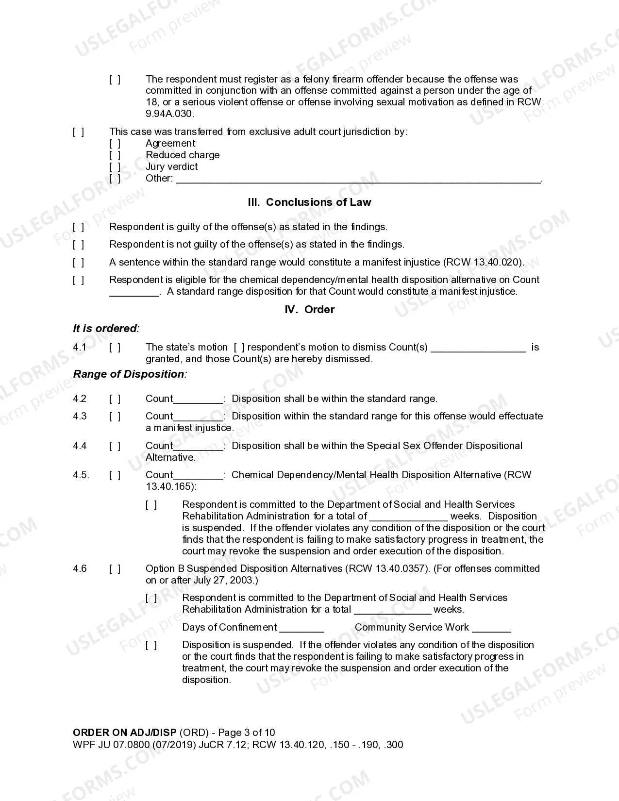 Preview JU 07.0800 - Order on Adjudication and Disposition
