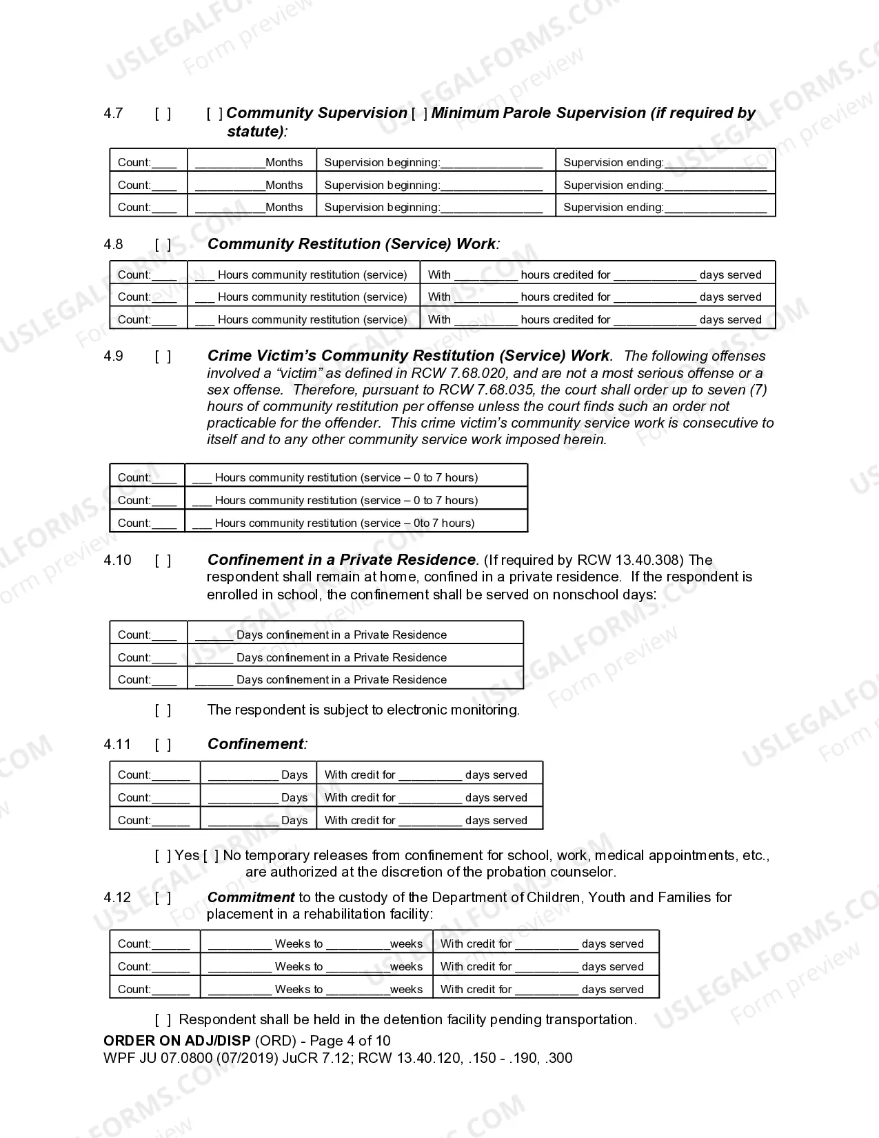 Preview JU 07.0800 - Order on Adjudication and Disposition