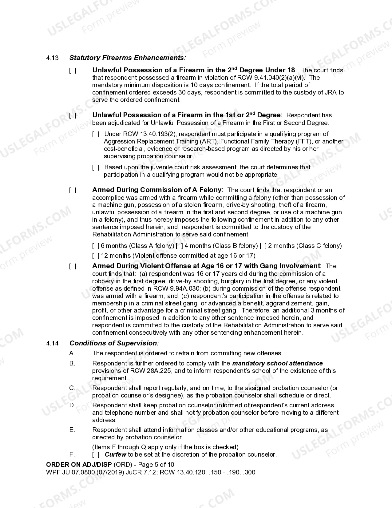 Preview JU 07.0800 - Order on Adjudication and Disposition