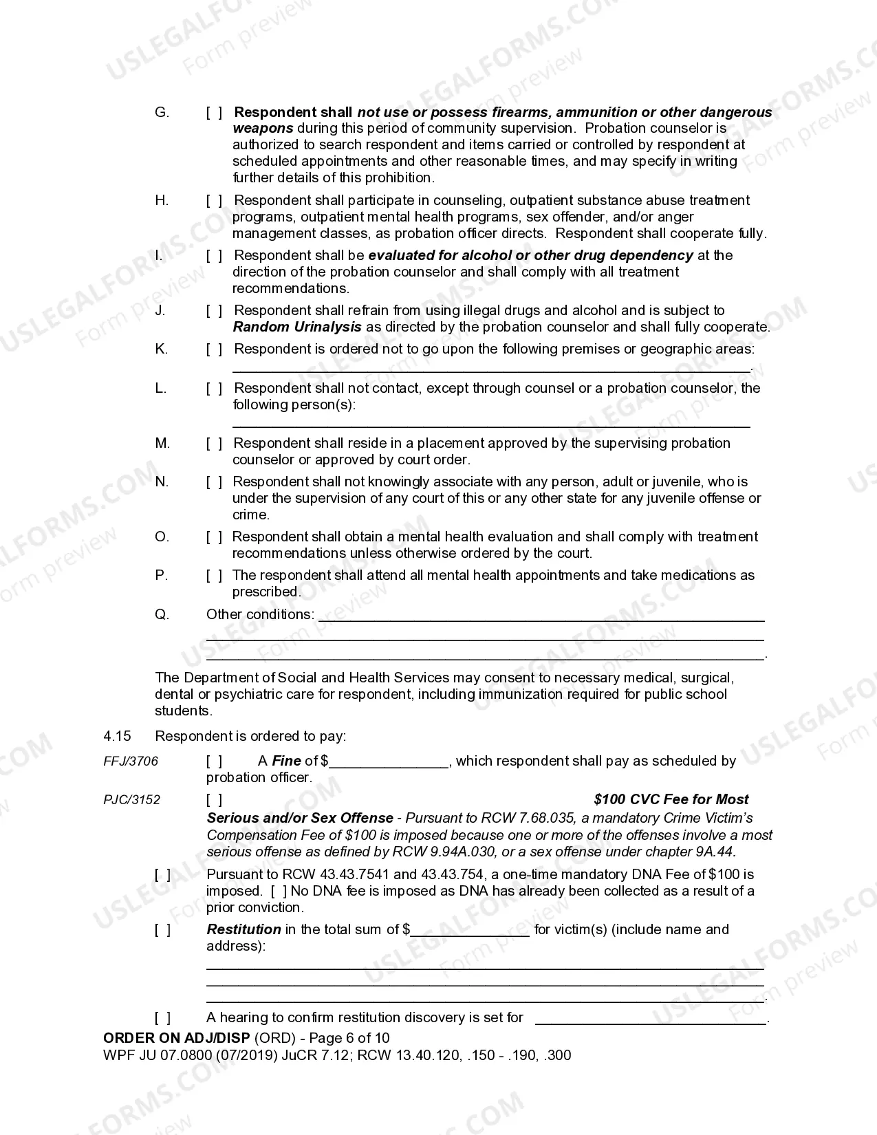 Preview JU 07.0800 - Order on Adjudication and Disposition