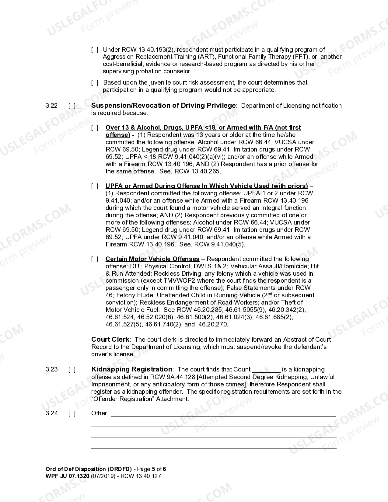 Preview JU 07.1320 - Order of Deferred Disposition