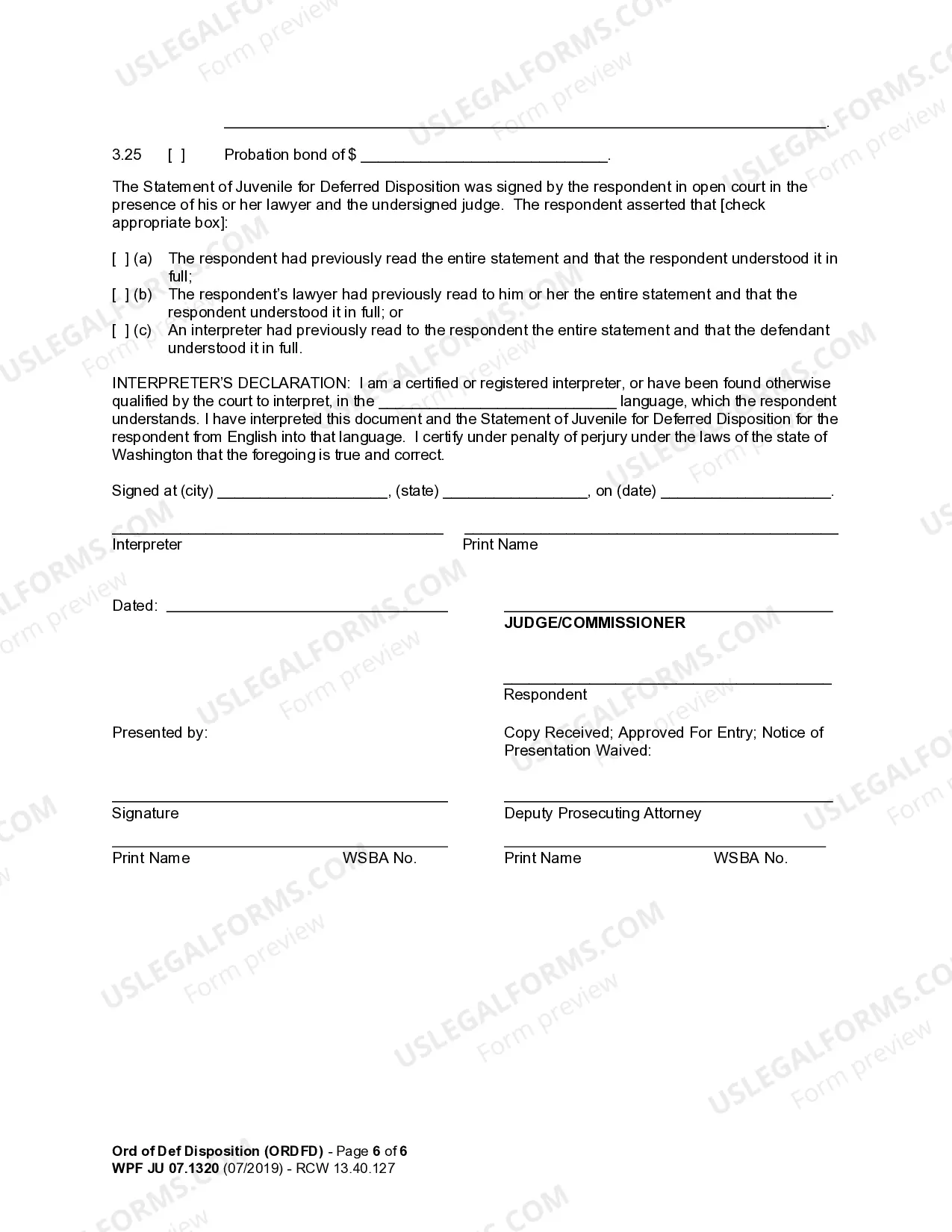 Preview JU 07.1320 - Order of Deferred Disposition