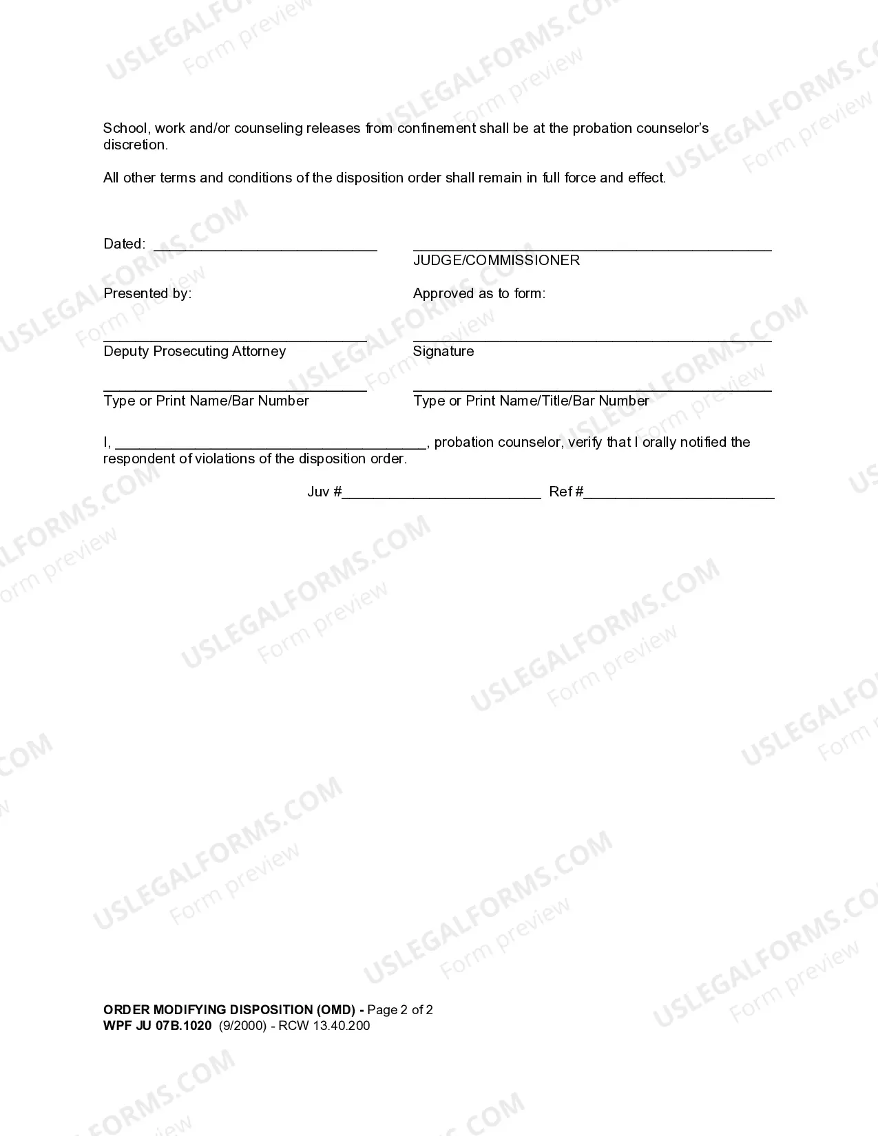 Preview JU 07B.1020 - Order Modifying Disposition
