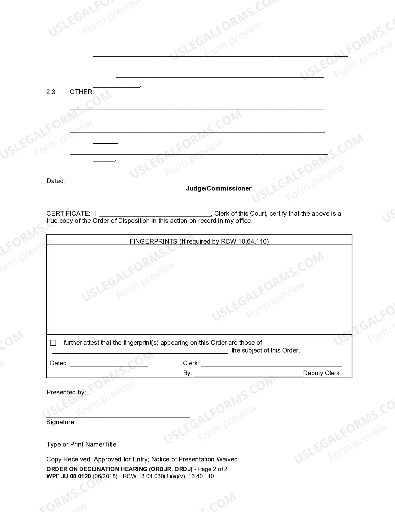 Preview JU 08.0120 - Order on Declination Hearing - ORDJ