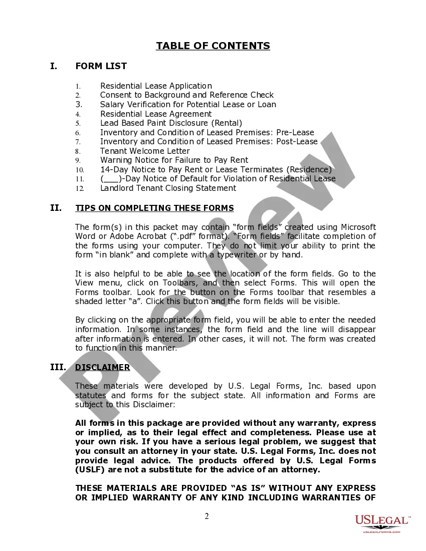 Preview Washington Residential Landlord Tenant Rental Lease Forms and Agreements Package