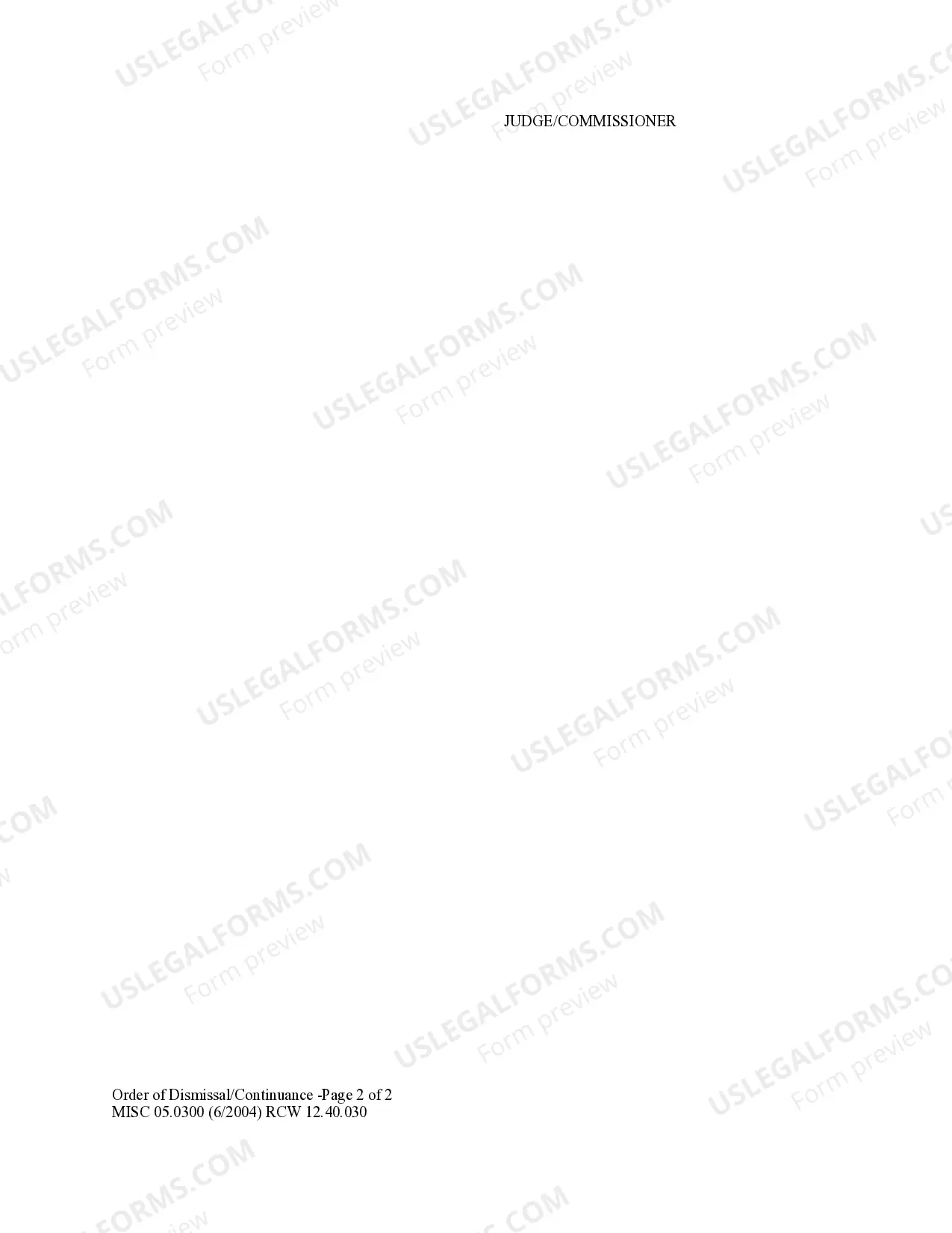 Preview MISC 05.0300 - Small Claims - Order of Dismissal - Continuance
