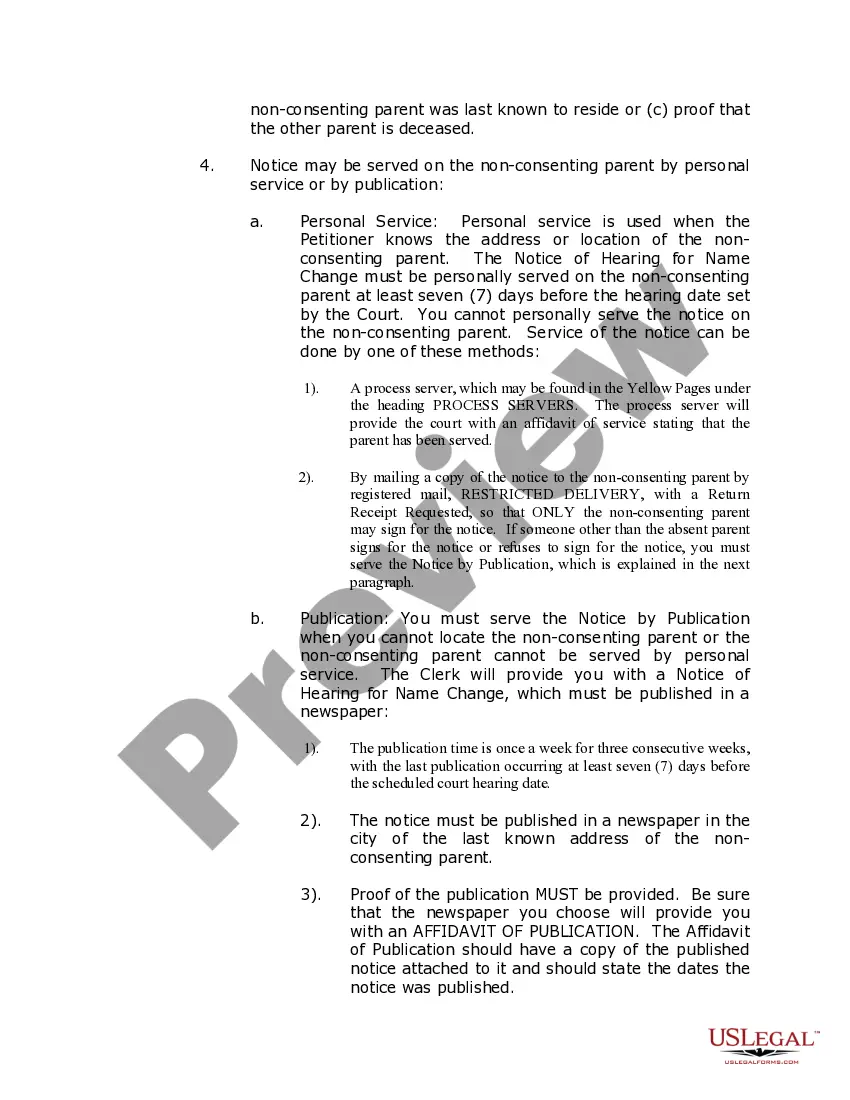 Preview Washington Name Change Instructions and Forms Package for a Minor