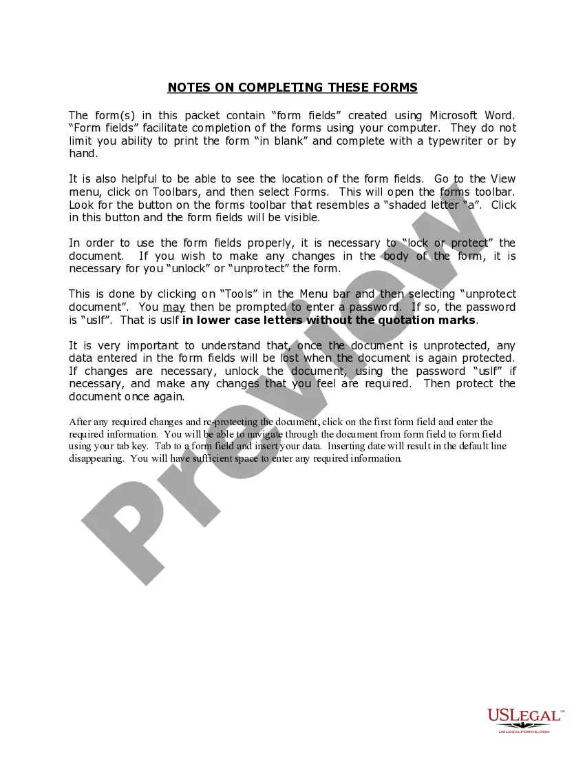 Preview Washington Name Change Instructions and Forms Package for a Minor