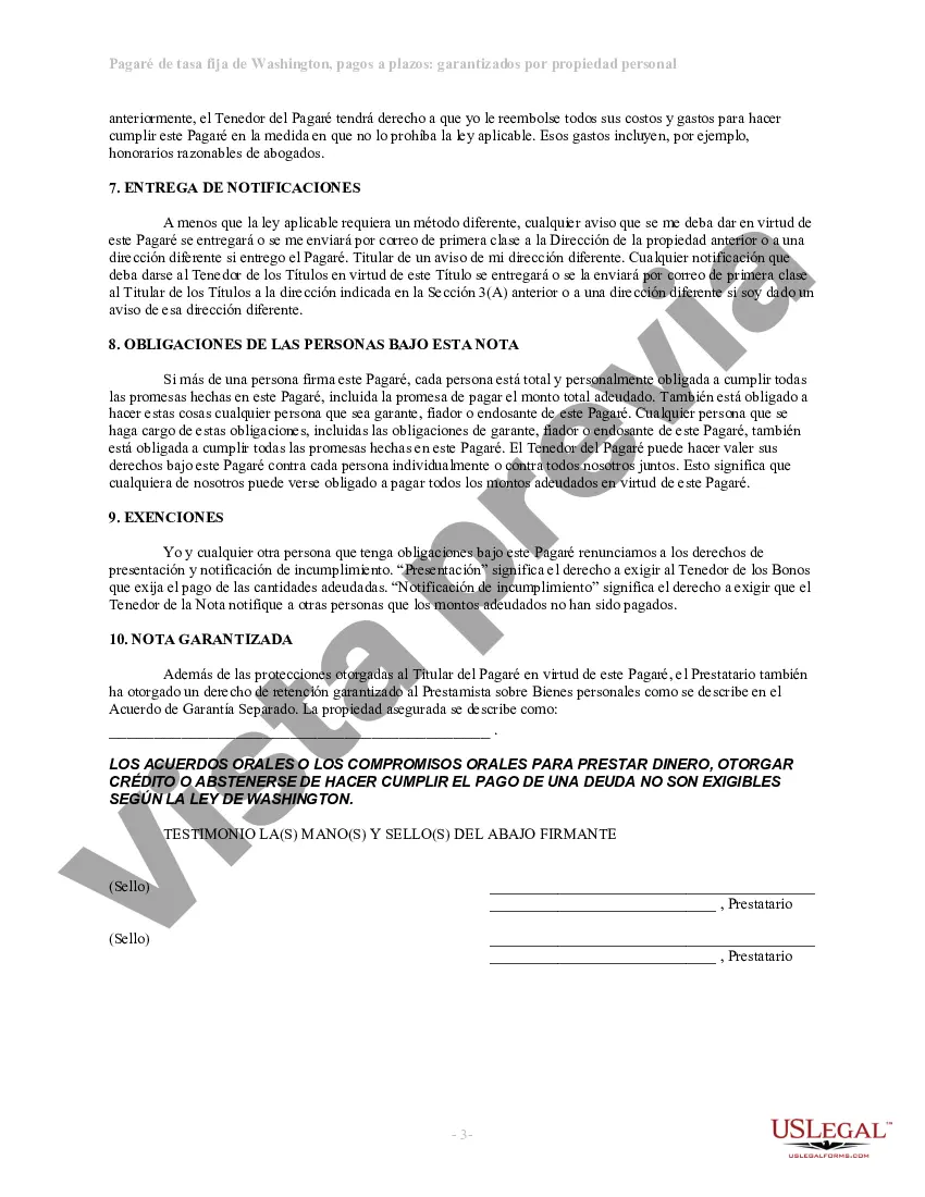 Get Pagaré de Tasa Fija en Cuotas de Washington Garantizado por Bienes Personales Preview Pagaré de Tasa Fija en Cuotas de Washington Garantizado por Bienes Personales