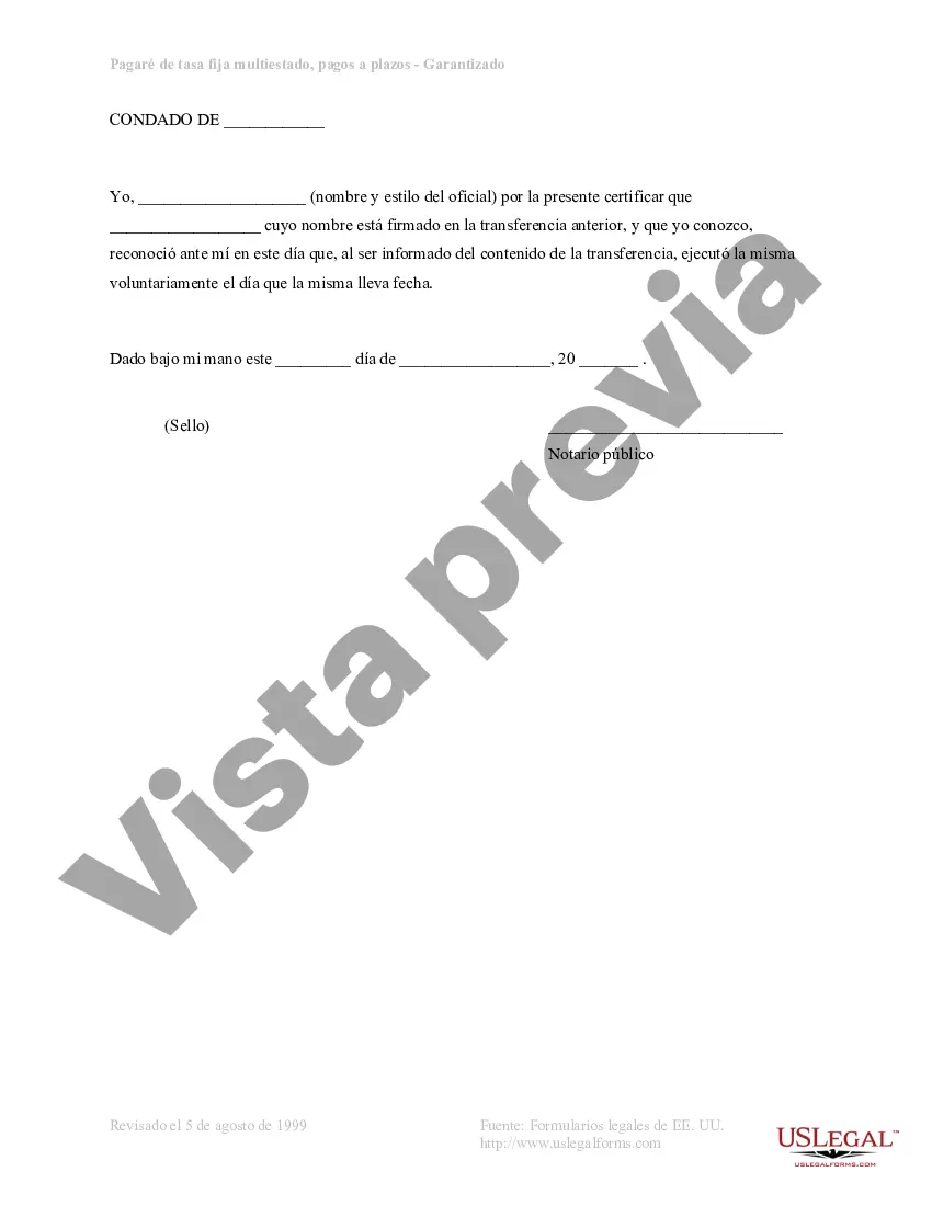 Get Pagaré de Tasa Fija en Cuotas de Washington Garantizado por Bienes Raíces Comerciales Preview Pagaré de Tasa Fija en Cuotas de Washington Garantizado por Bienes Raíces Comerciales