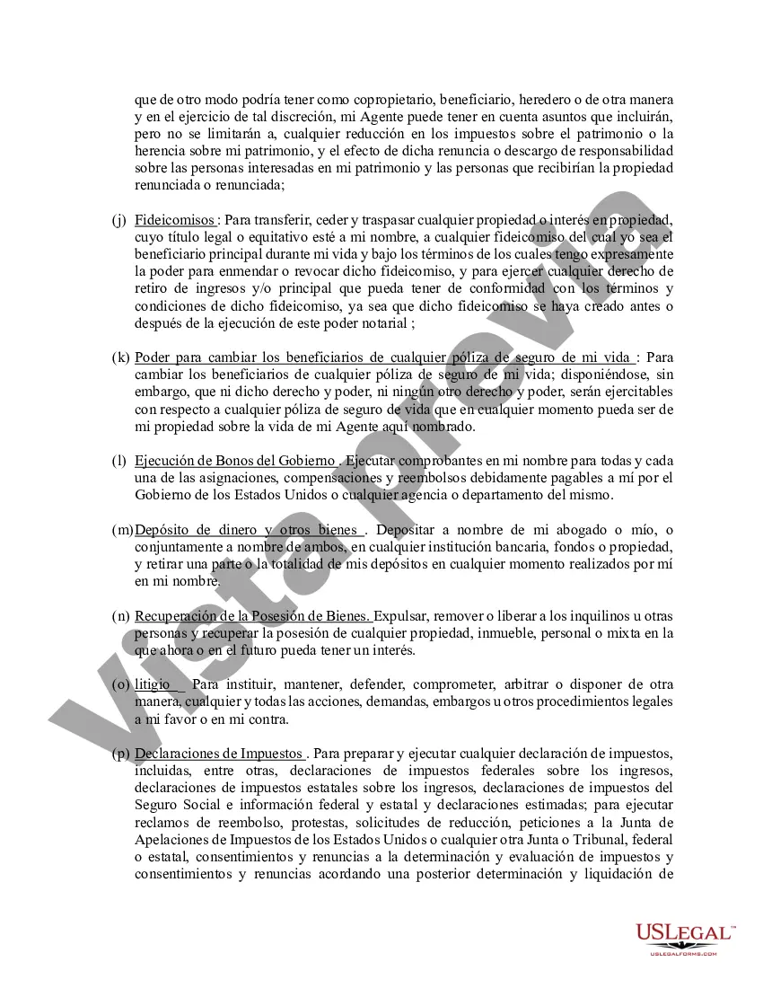 Preview Poder general duradero para la propiedad y las finanzas o efectivo financiero en caso de incapacidad