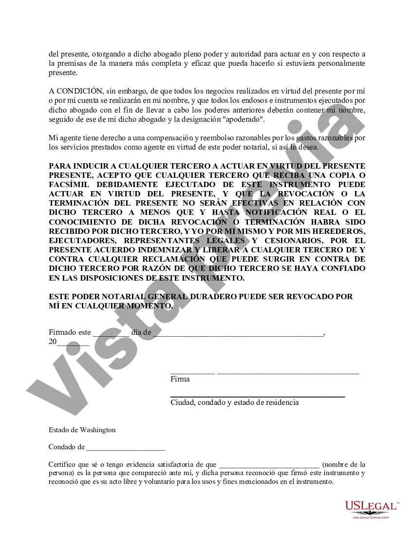 Preview Poder general duradero para la propiedad y las finanzas o efectivo financiero en caso de incapacidad