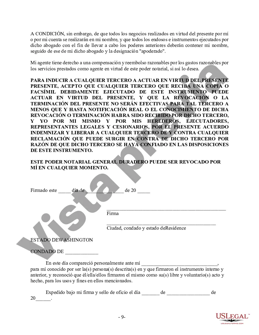 Preview Poder General Duradero para Bienes y Finanzas o Financiero Efectivo Inmediatamente