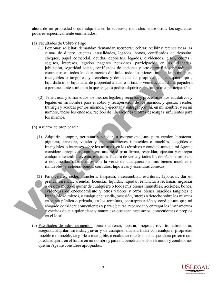 Preview Poder General Duradero para Bienes y Finanzas o Financiero Efectivo Inmediatamente
