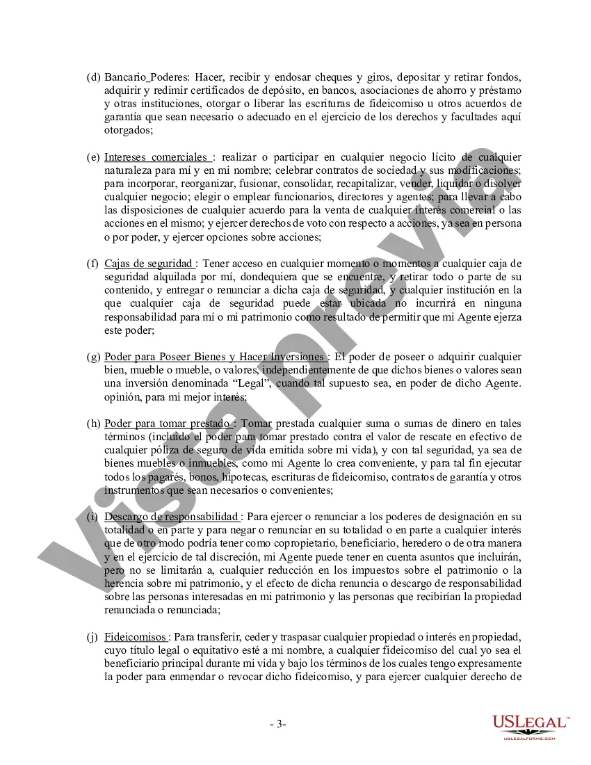 Preview Poder General Duradero para Bienes y Finanzas o Financiero Efectivo Inmediatamente