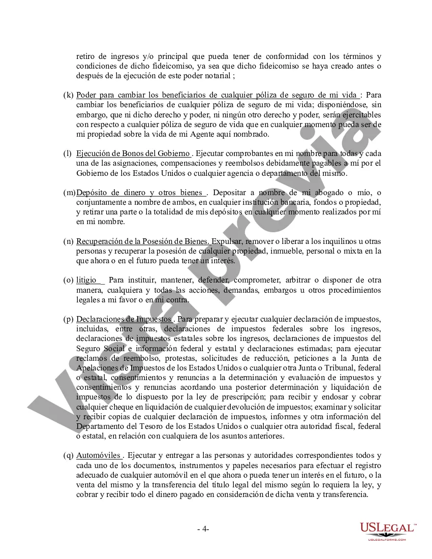 Preview Poder General Duradero para Bienes y Finanzas o Financiero Efectivo Inmediatamente