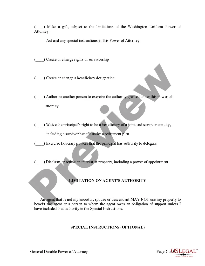 Preview General Durable Power of Attorney for Property and Finances or Financial Effective Immediately
