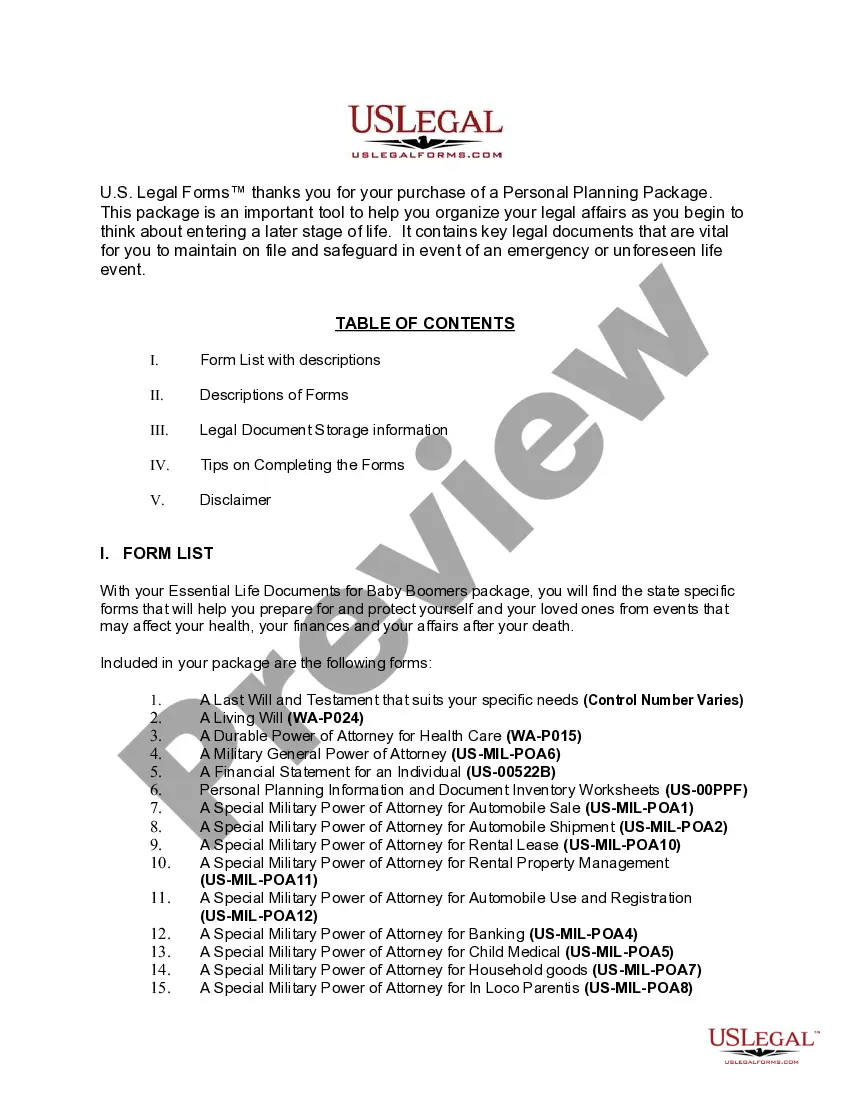 Preview Washington Essential Legal Life Documents for Military Personnel