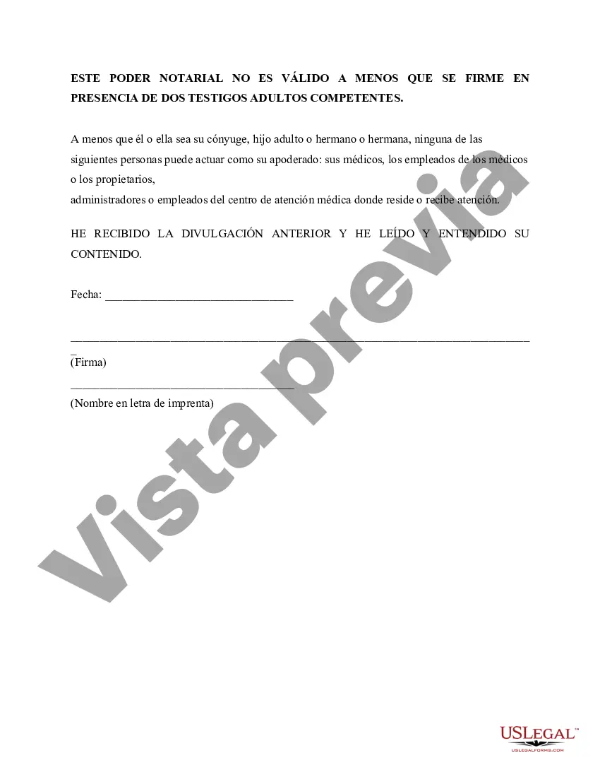 Preview Poder notarial duradero para el cuidado de la salud