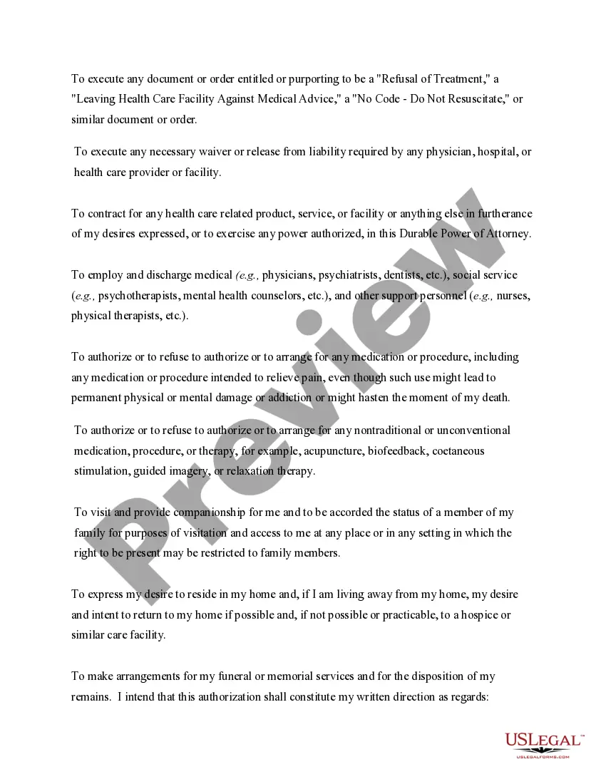 Preview Durable Power of Attorney for Health Care