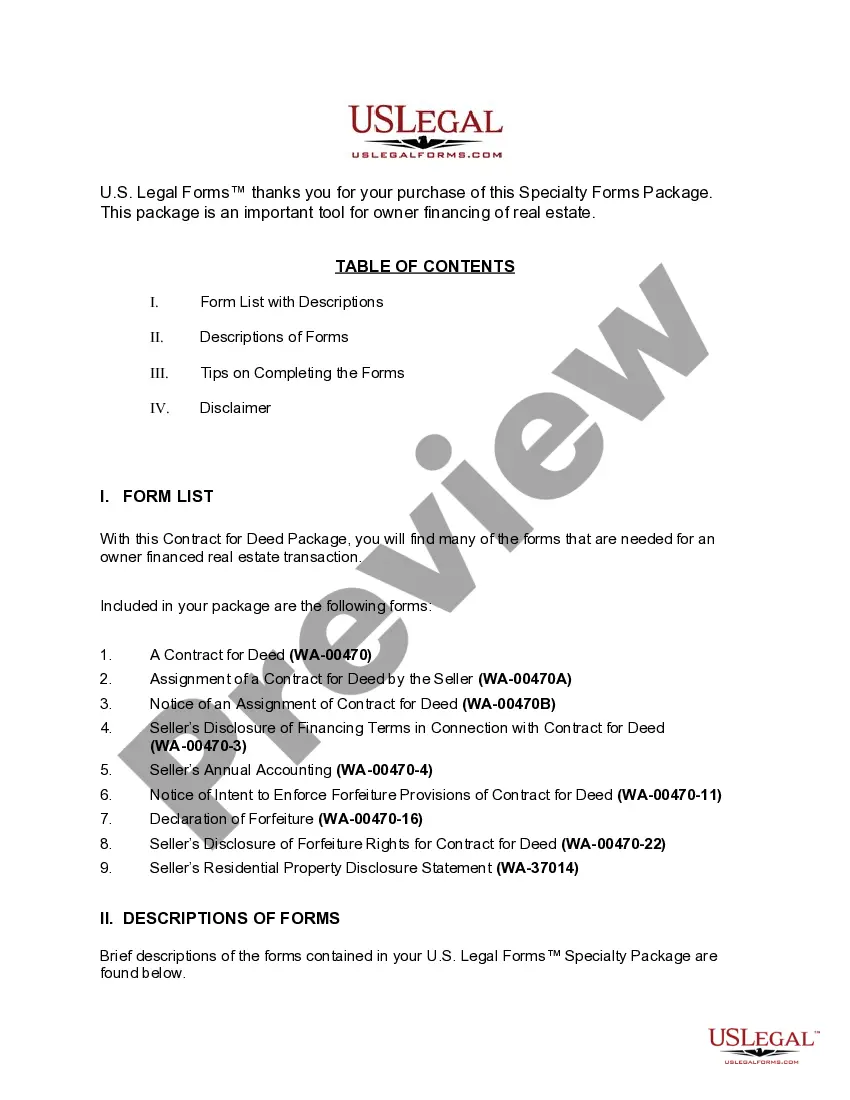 Preview Washington Contract for Deed Package