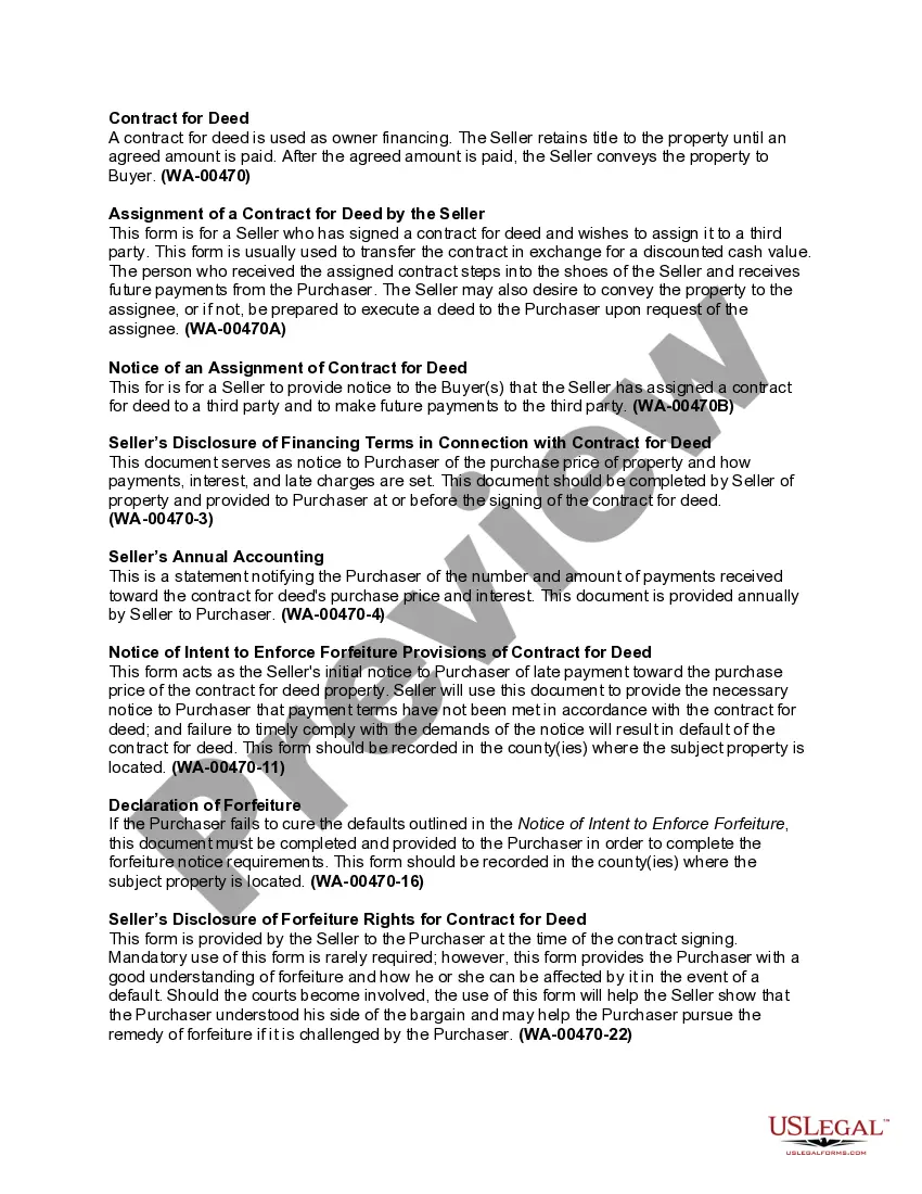 Preview Washington Contract for Deed Package