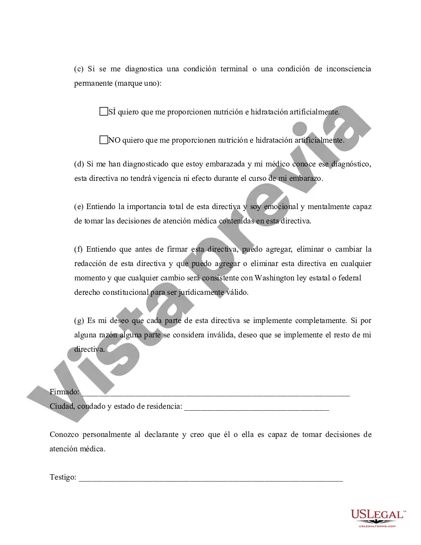 Preview Equivalente estatutario del testamento en vida - Directiva de atención médica