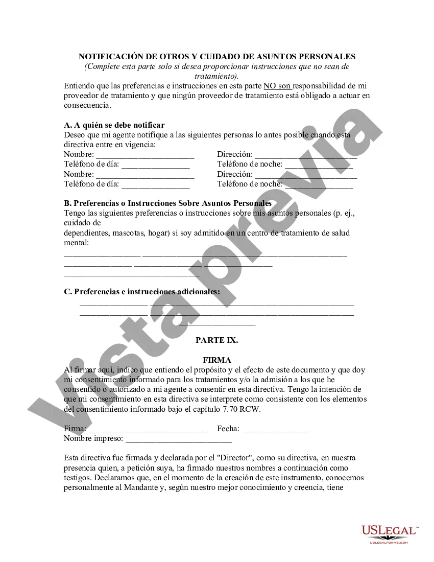 Preview Directiva anticipada de salud mental: formulario legal