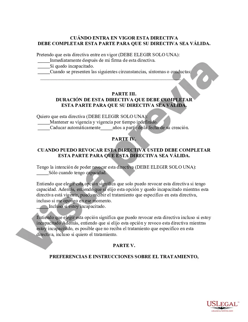 Preview Directiva anticipada de salud mental: formulario legal