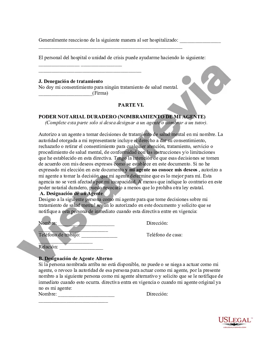 Preview Directiva anticipada de salud mental: formulario legal
