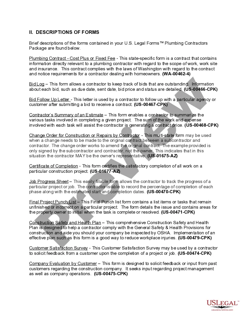 Preview Washington Plumbing Contractor Package