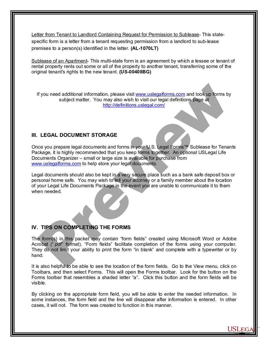 page 3 Landlord Tenant Sublease Package preview